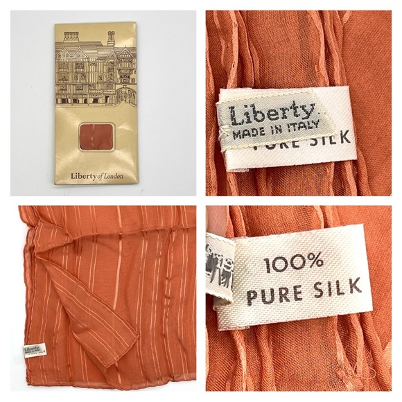 Liberty of London Accessories - Liberty of London 100% Silk Coral Scarf Italy NWT